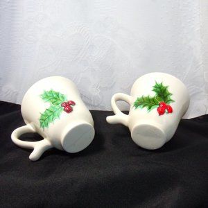 1960's Christmas Coffee Tea Cup Mug Holly Berries, Vintage Hand Painted .